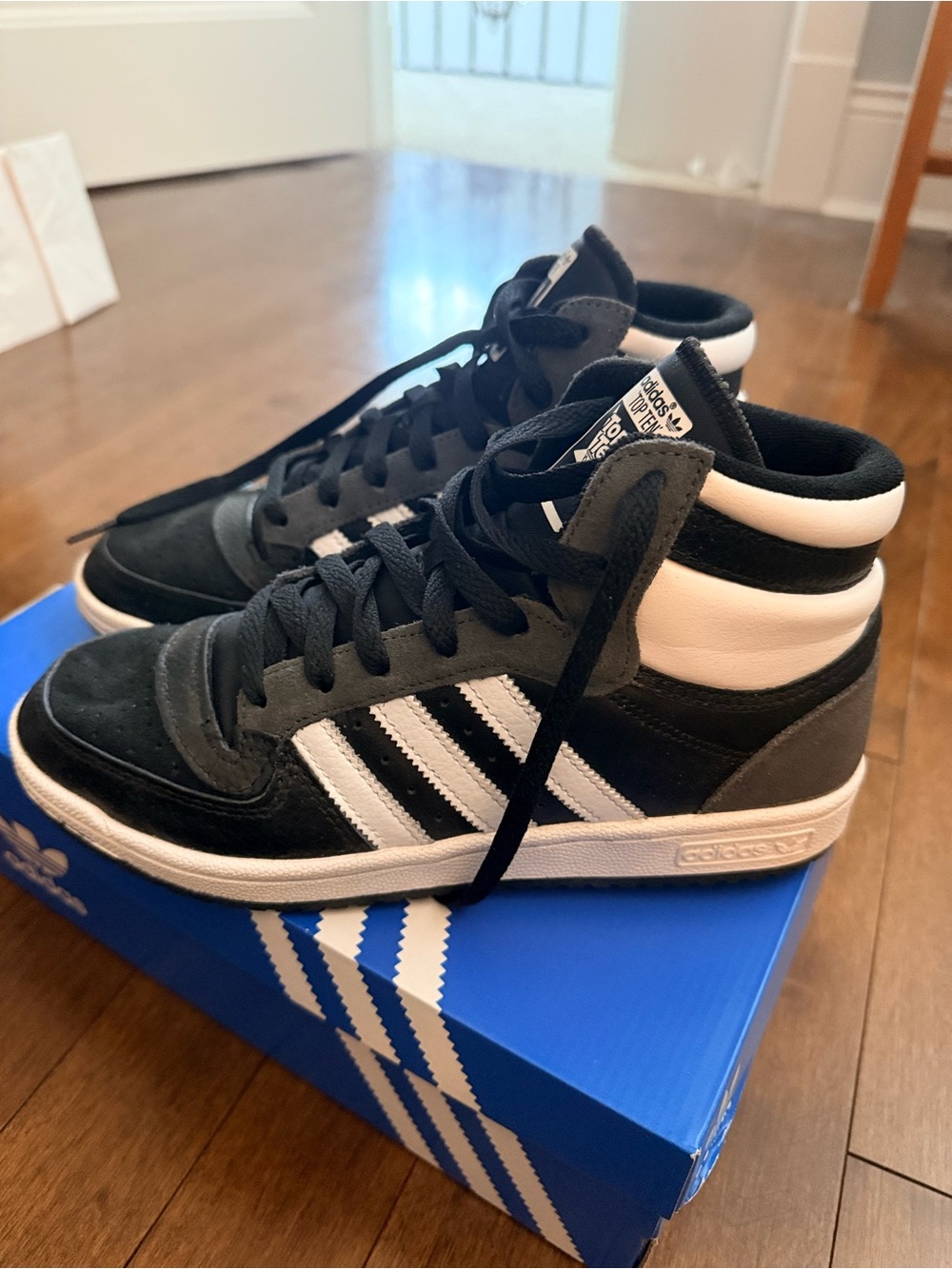 adidas Black and White High-Top Sneakers